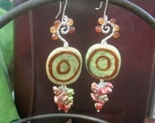 SALE   -    KENYA Sterling Earrings - Hessonite Garnets, Kazuri Handmade Beads, Keishi Pearls, Freshwater Pearls