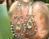 SEAFOAM Sterling Swing Earrings - Prasiolite Marquises, Prasiolite Rondelles, Sterling Rounds