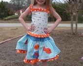 2Pc Custom Boutique little gold fishy skirt summer spring set sz 2 3 4 5 6 7 etsykids