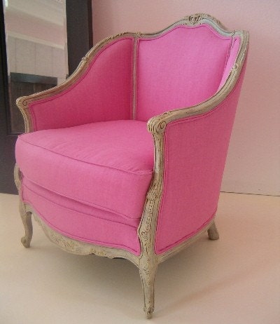 Reserved for Lisa and Dane Blevins Pink Antique Louis XV Bergere Chair