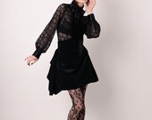 Black Cotton Velvet High Waist Steam Punk Victorian Mini Skirt