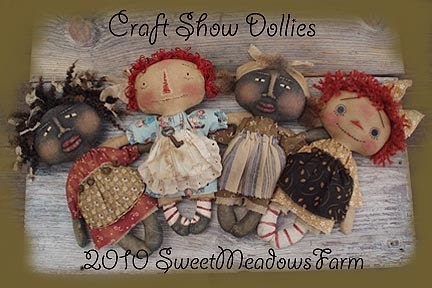EPATTERN - Primitive Raggedy and Black Dolls Craft Show Dollies