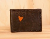 Nice Wallet - Leather in Orange and Antique Black
