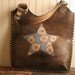 Leather Tote - Antique Black, silver, blue - Poppy Garden pattern with flowers