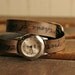 Leather Wrap Watch - Personalized Smokey Pattern - Antique Black