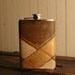 8oz Flask - Leather in Gold, White, Orange, Sage and Antique Brown - Clarke Pattern with Plaid