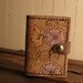 Leather ID Wallet - Purple, gold, green, Antique Black - Margot Pattern with Flower and Humminfbird