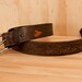 Leather Belt - Wood grain and heart - Nice pattern in orange and antique black