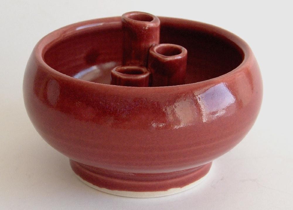 Ikebana Vase- Cranberry Glaze