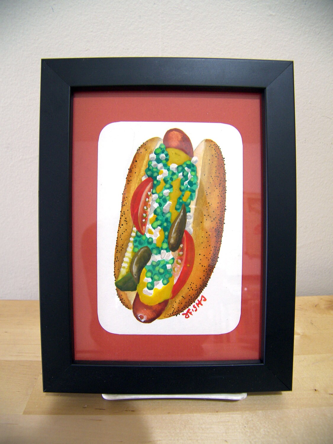 Chicago Dog watercolor painting