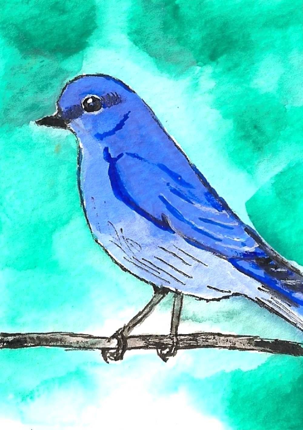 Bluebird  ACEO Watercolor Painting