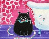 Bad Cat Playing with Toothpaste - Funny Cute Cat Art