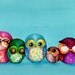 ORIGINAL Painting - Fabric Owl Family