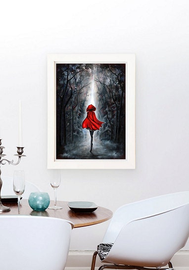 Little Red Riding Hood - Dark Fairytale - Painting Print by Annya Kai