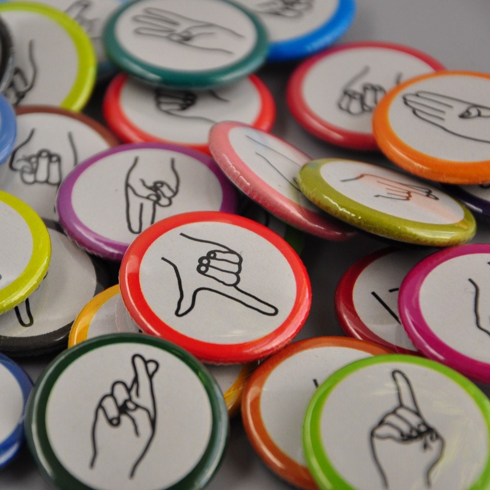 American Sign Language Alphabet Button Fridge Magnet Set
