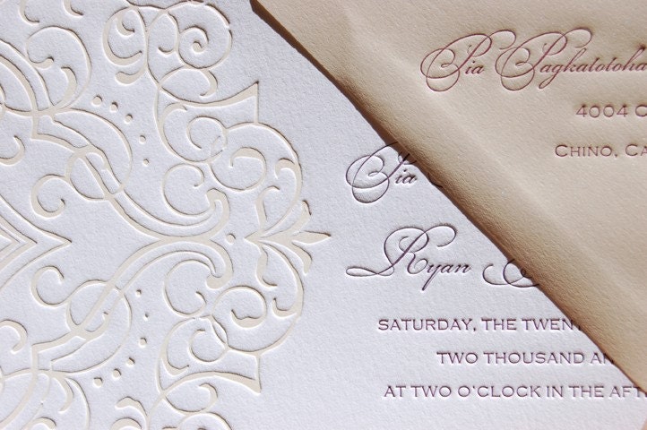 Letterpress Wedding Invitation - LETTERPRESS - The Event - Set of 100 by Invited Ink
