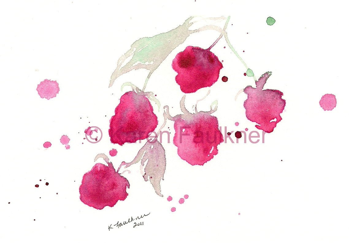 Art, Print, Giclee Print of Watercolor Painting: A Splash of Raspberry
