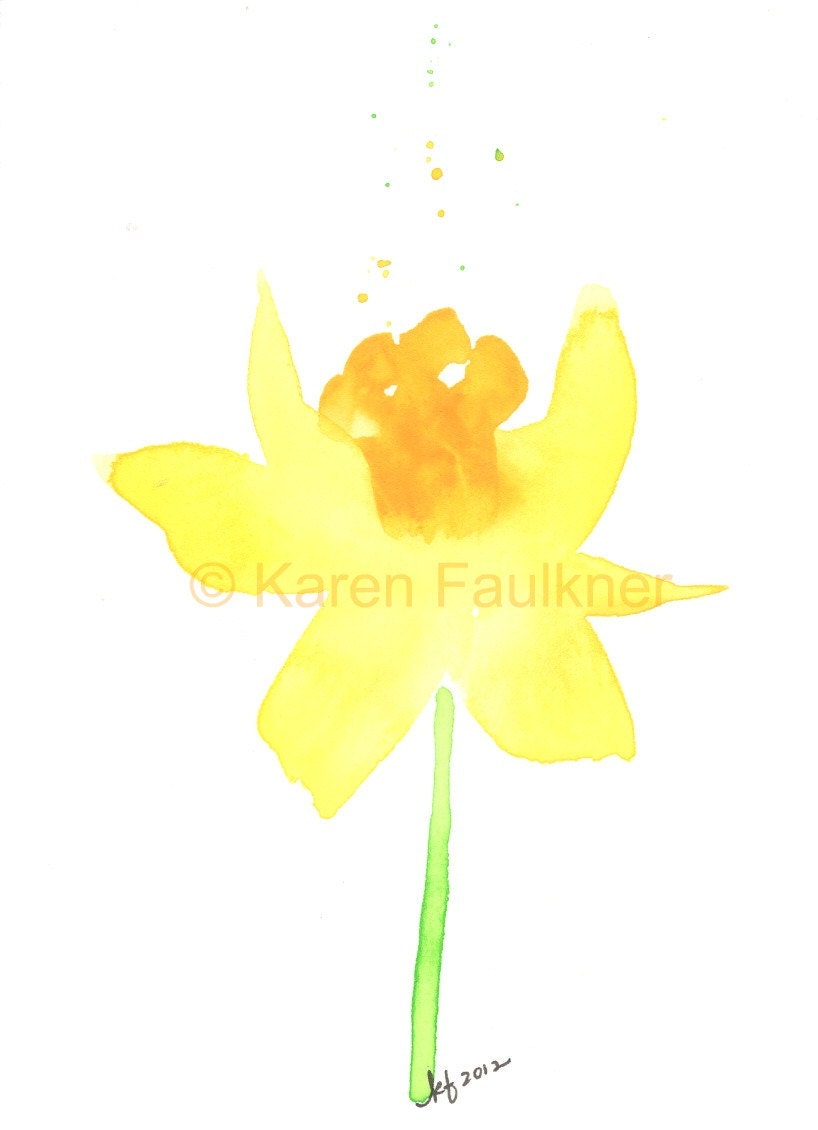 Daffodil original flower watercolor painting by karenfaulknerart