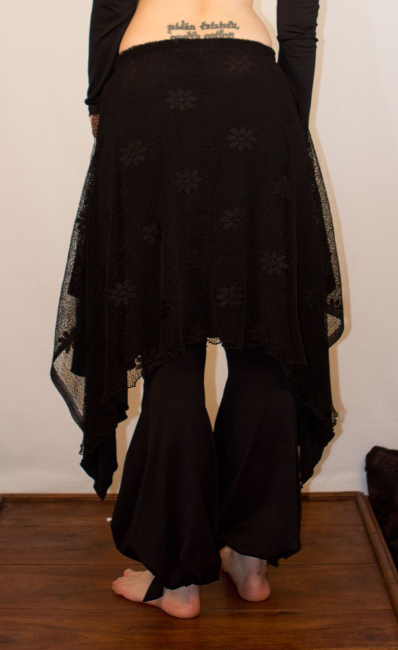 Layering Tribal Fusion Belly Dance Skirt - Small / Medium (Black Lace)