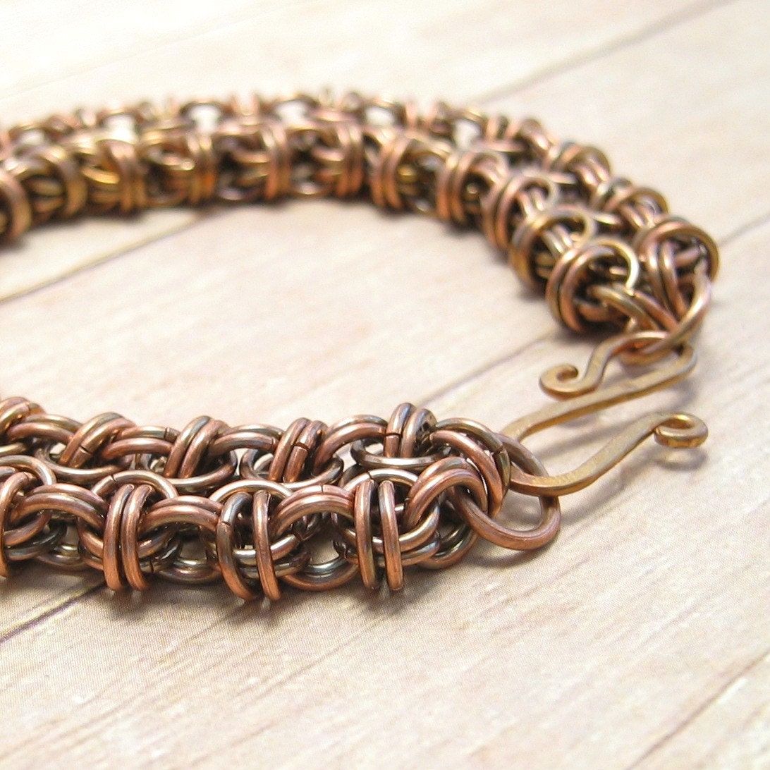 Oxidized Copper Chain Mail Bracelet, Beez to Butterflies, Women's Chain Maille Jewelry