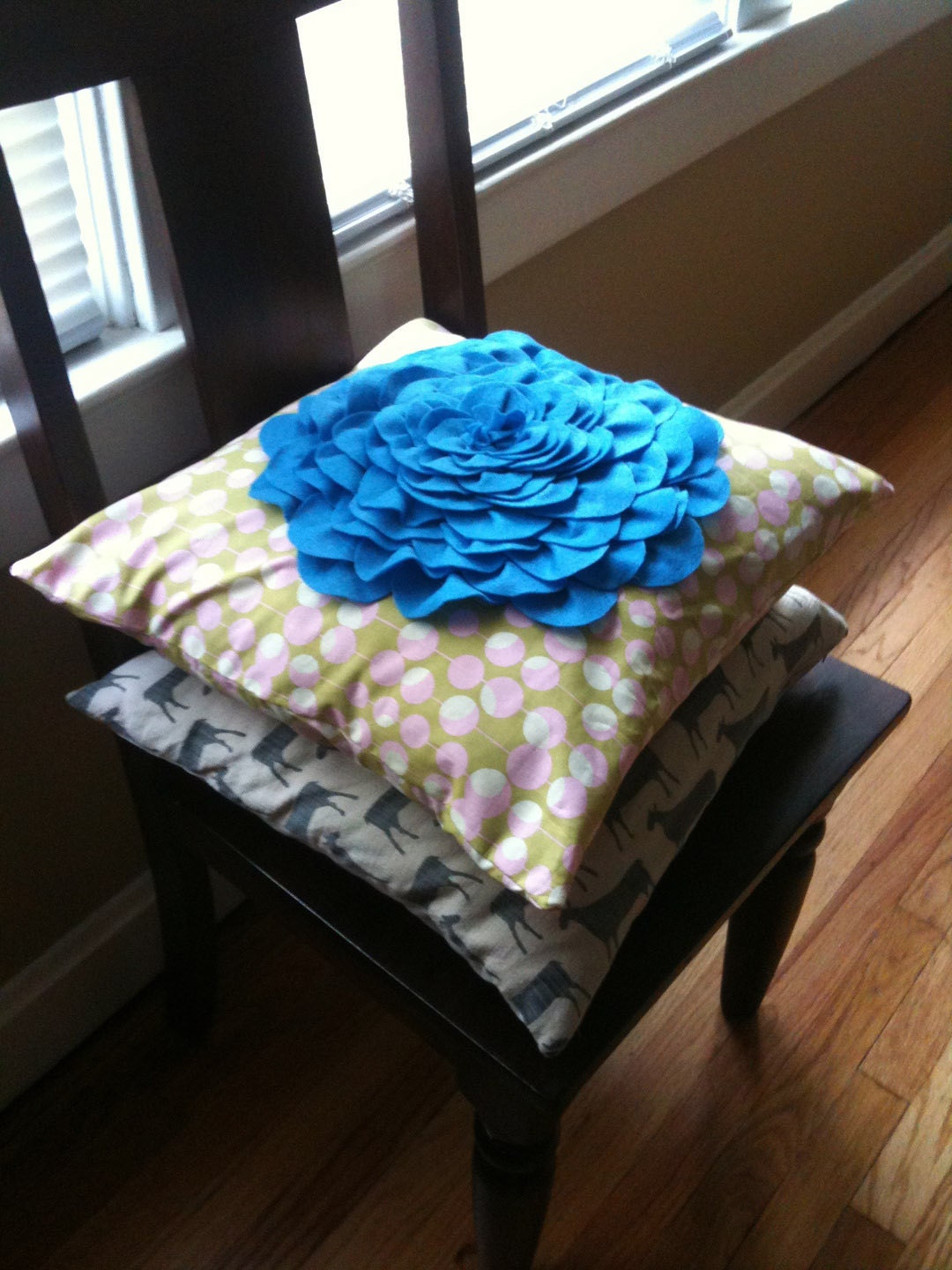 Amy Butler Cherry Midwest Modern Felt Blossom Pillow Cover