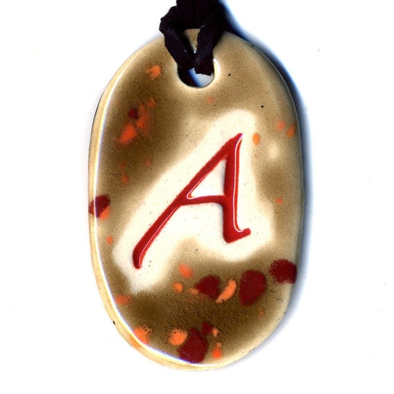 The Scarlet Letter Ceramic Atheist Necklace in Spotted Brown