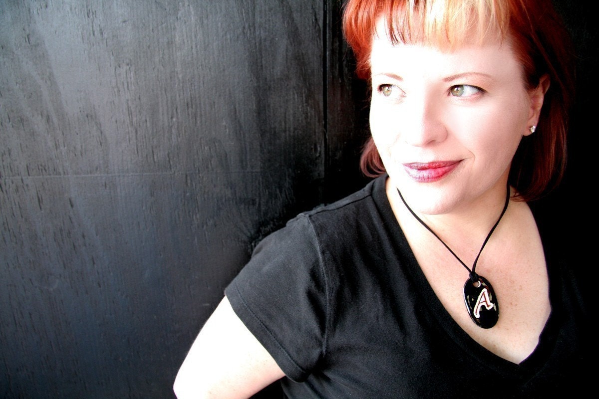 The Scarlet Letter Ceramic Atheist Necklace in Spotted Brown