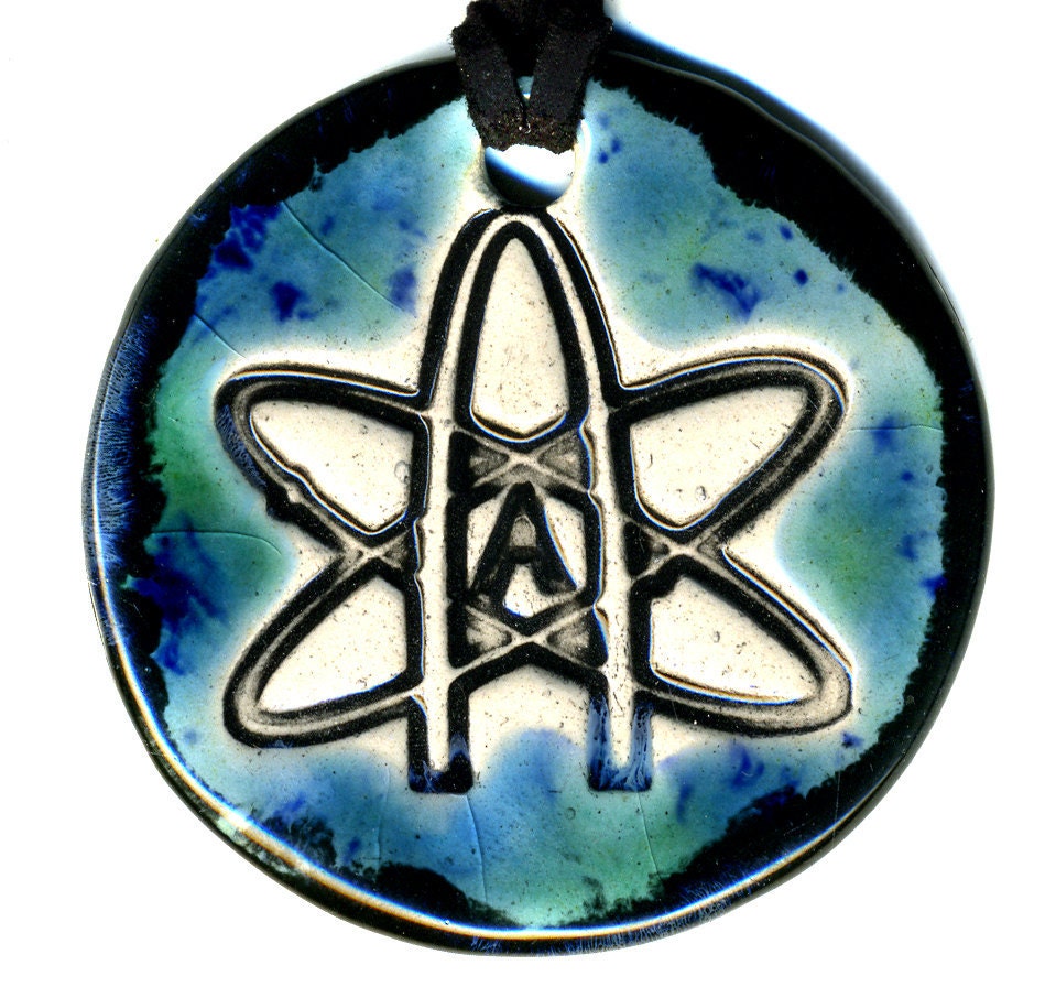 Atheist Ceramic Necklace in Black and Blue