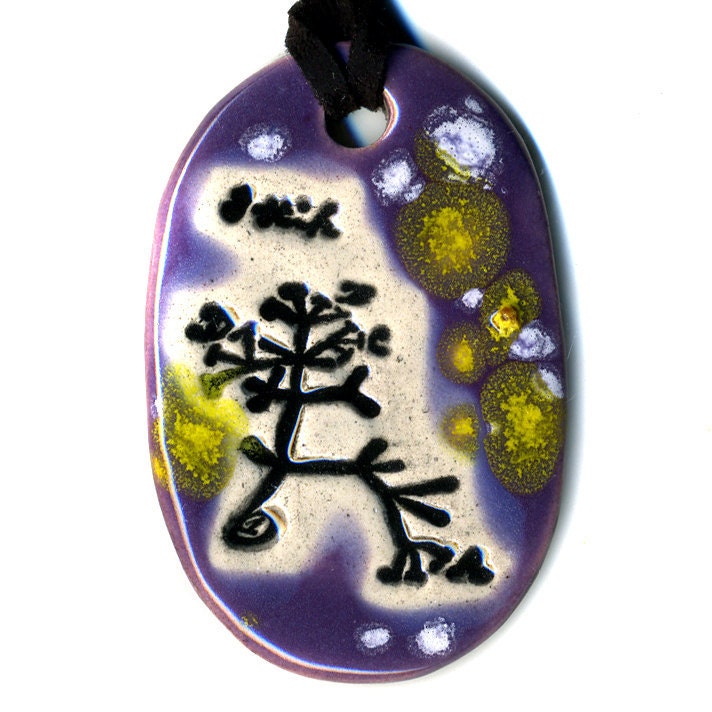 The Original Tree of Life Ceramic Necklace or Ode to Charles Darwin in Spotted Purple