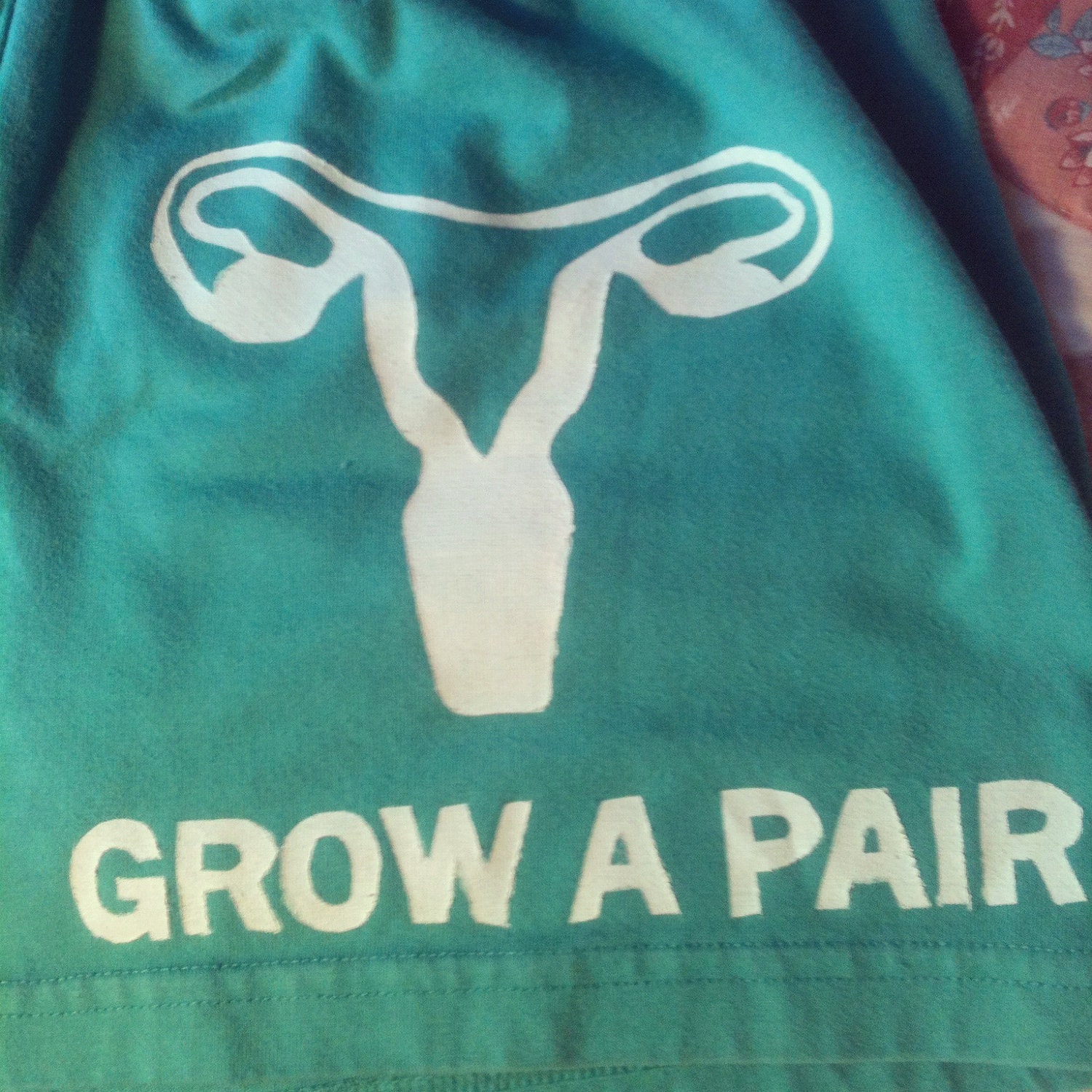 Grow a Pair Uterus Feminist Stencil DENIM Shorts