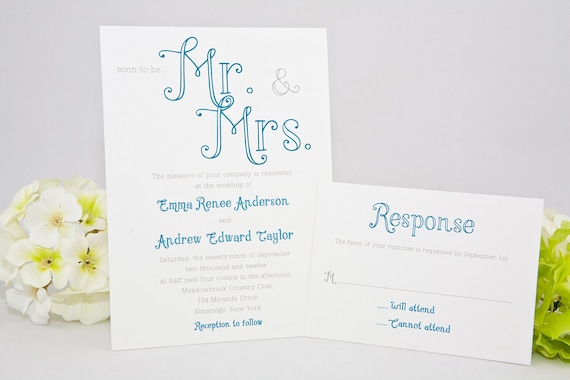 Mr. and Mrs. Wedding Invitations - Large Type, Unique Invitation