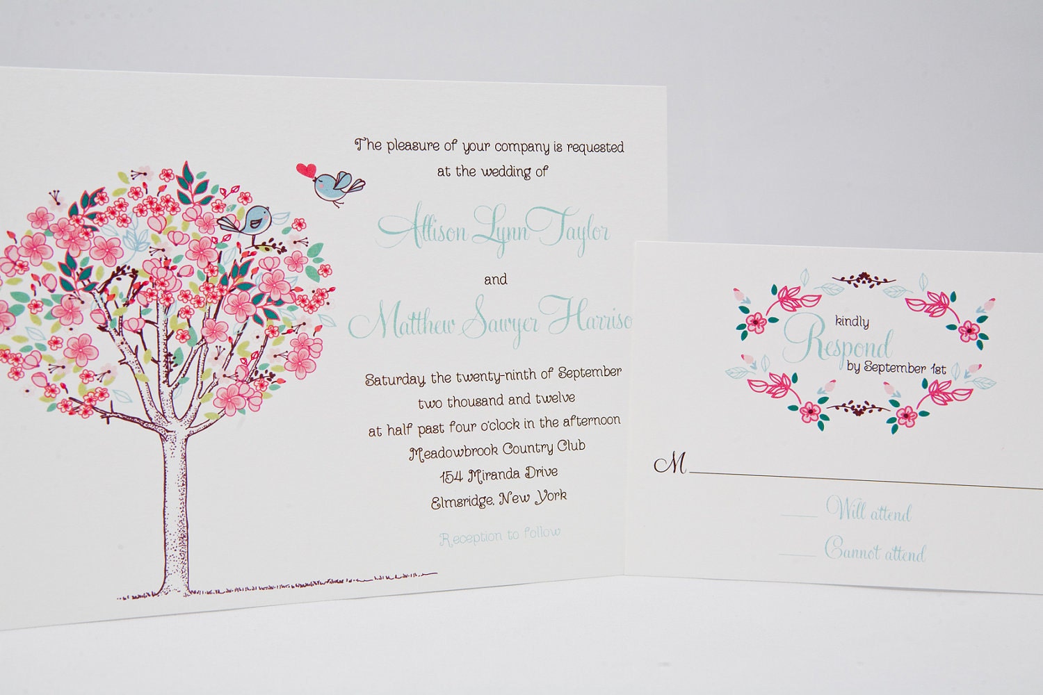 Romantic Wedding Invitations - Charming, Soft Floral Theme