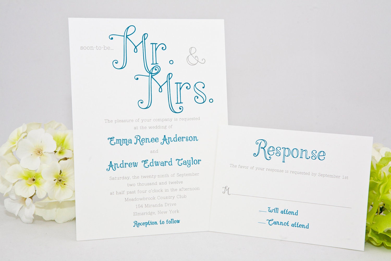 Mr. and Mrs. Wedding Invitations - Large Type, Unique Invitation