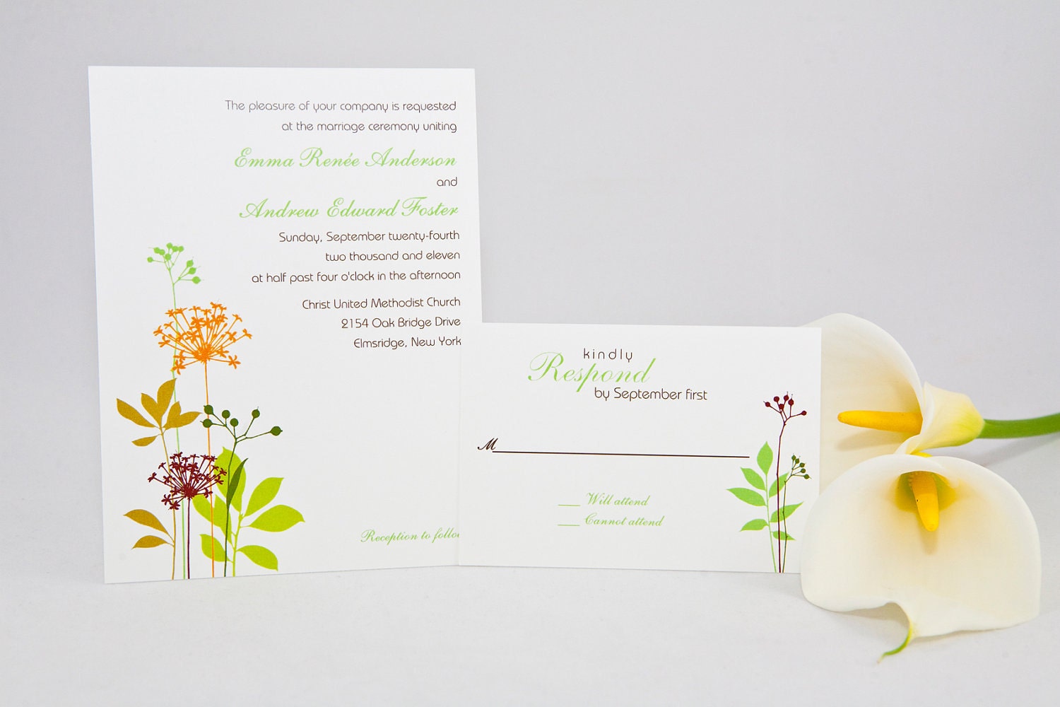 Whimsical Flower Wedding Invitation