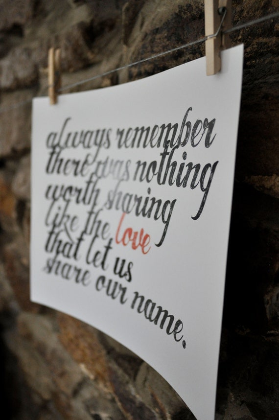 SHARE OUR NAME lettering print
