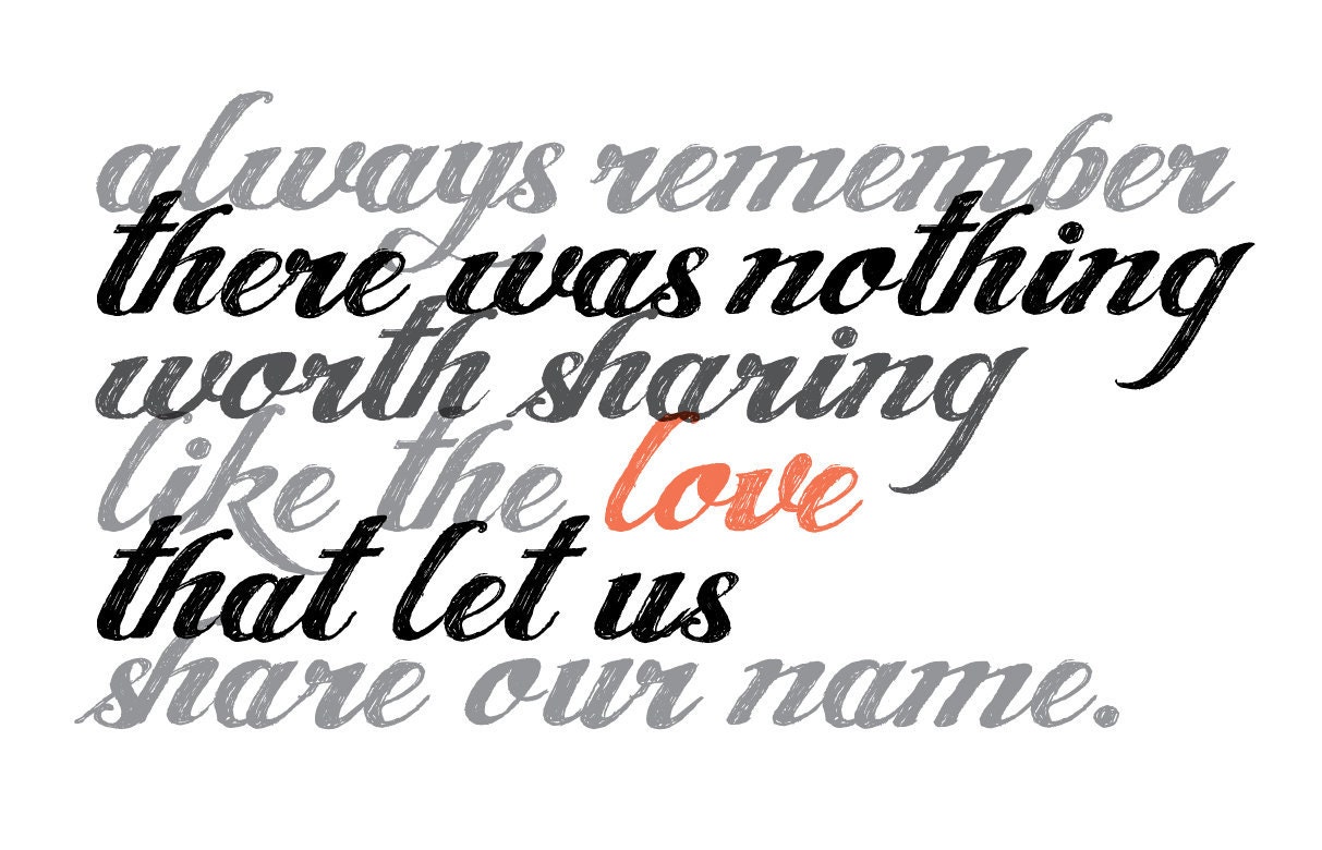 SHARE OUR NAME lettering print