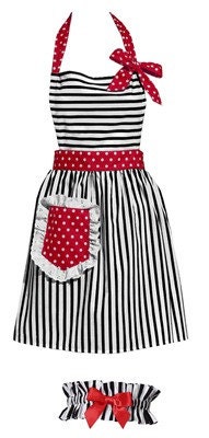 Black Stripes with Red Vintage Style Apron