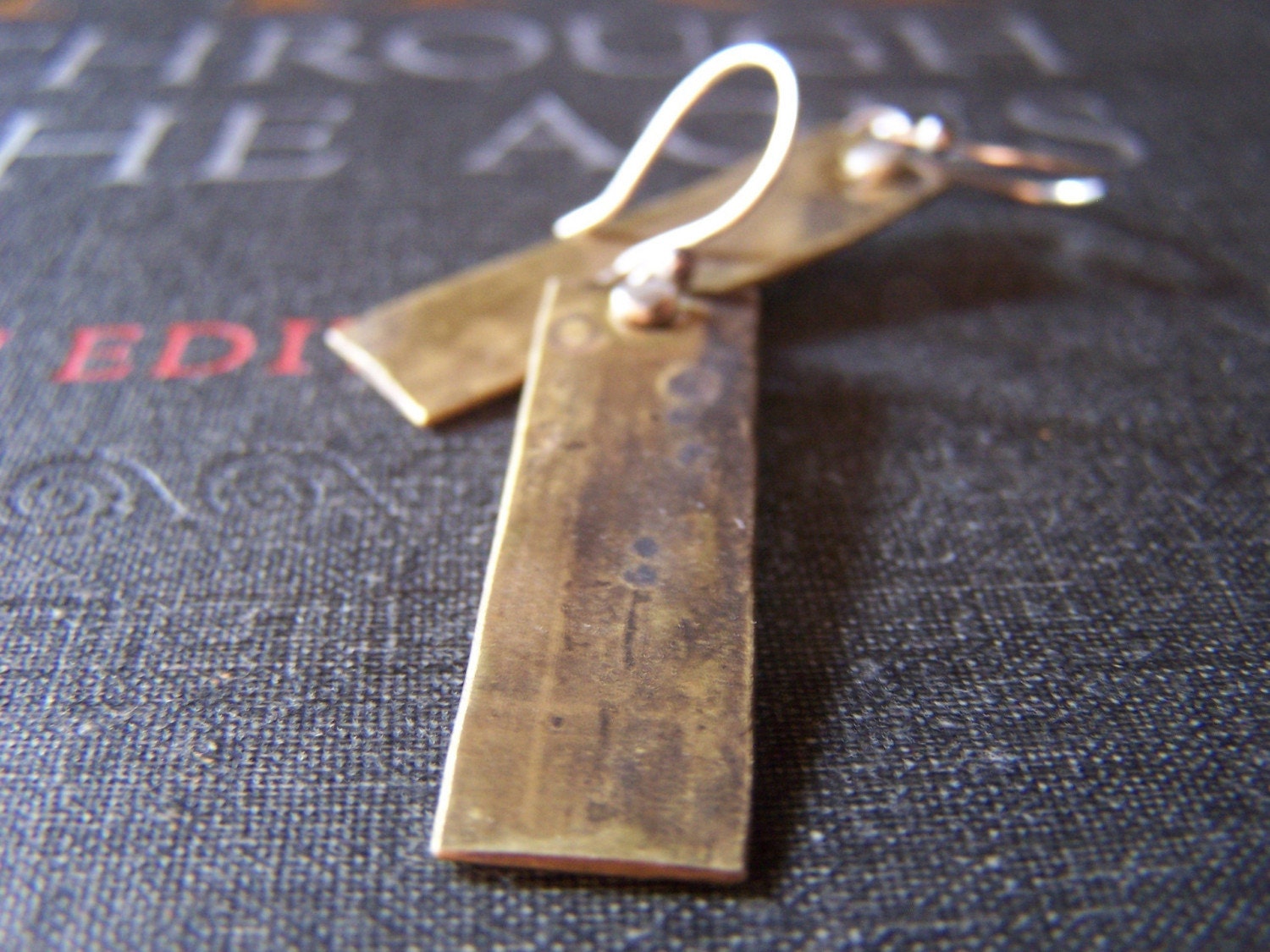 Brass bar textured Earrings