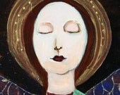 Home Decor - Blue Winged Gratitude Angel - 8 x 10 Print of an Original Painting
