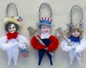 Patriotic Americana Chenille Ornaments - 4th of July Home Decor