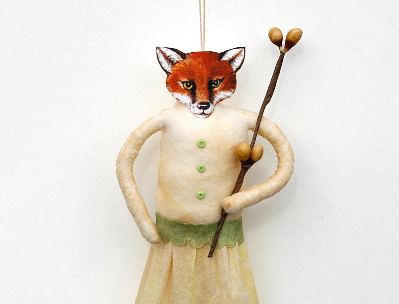 Spun Cotton Fox Ornament - Spring Home Decor - Made to Order