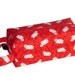 Boxy Bag Knitting Project Zippered Pouch - Sheep on red