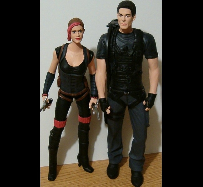 Custom Zombie Hunters Wedding Cake Toppers Figure set - Personalized to Look Like Bride Groom from your Photos