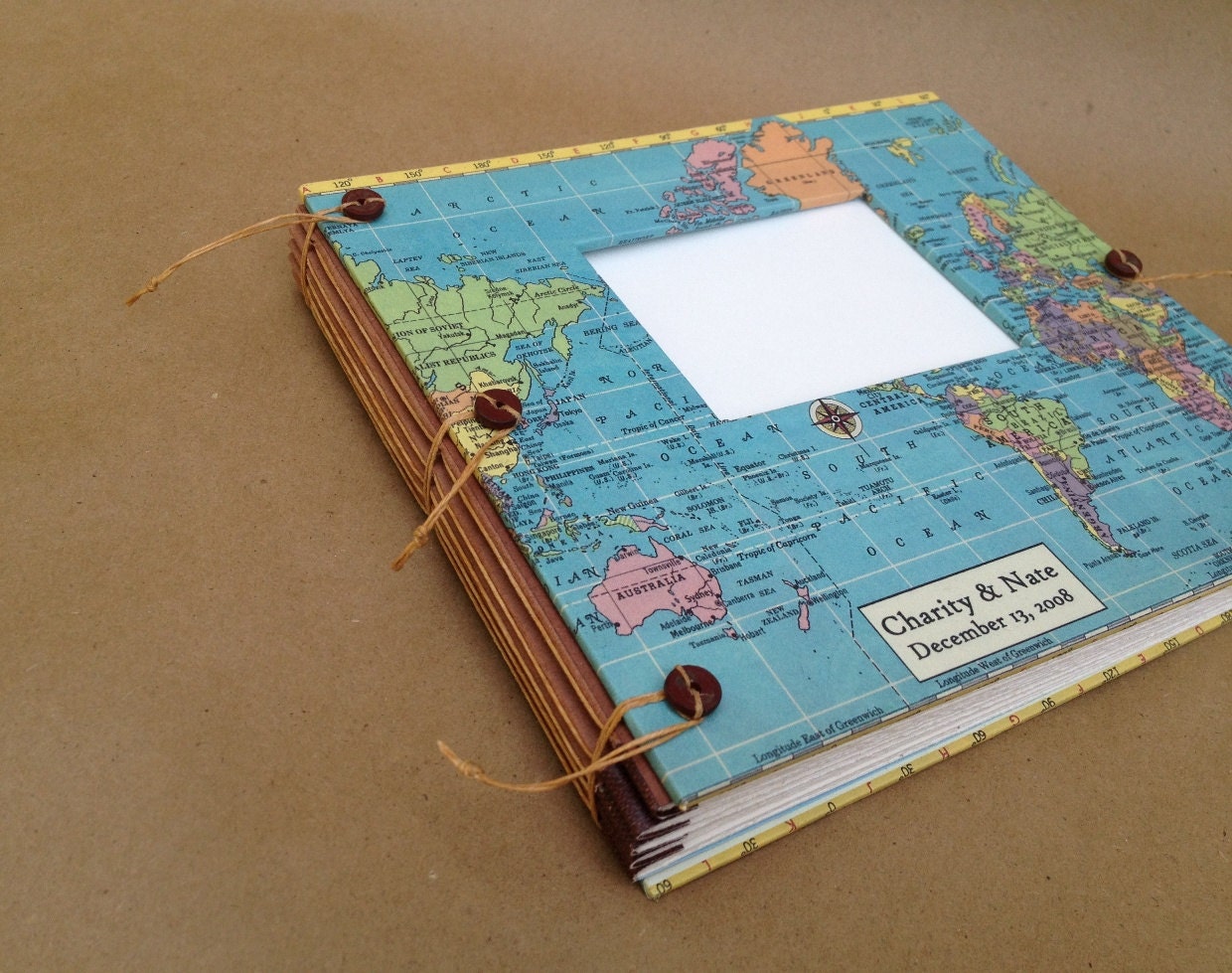 Destination Wedding Guest Book - Photo Album with Custom Map -- Personalized for You