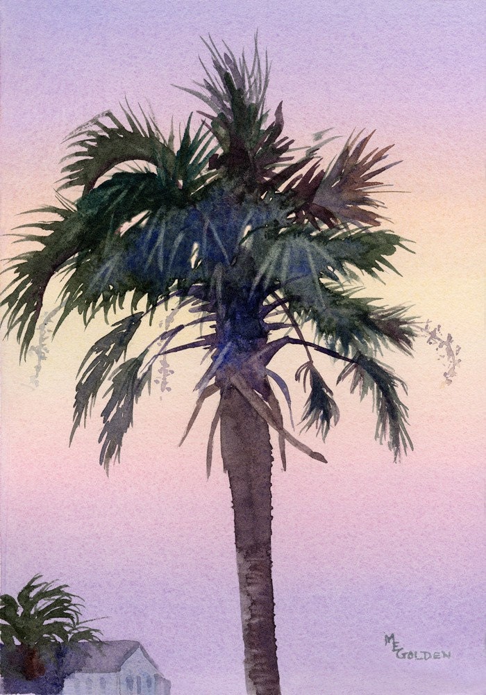 Sunrise Palm tree silhouetted against the sky