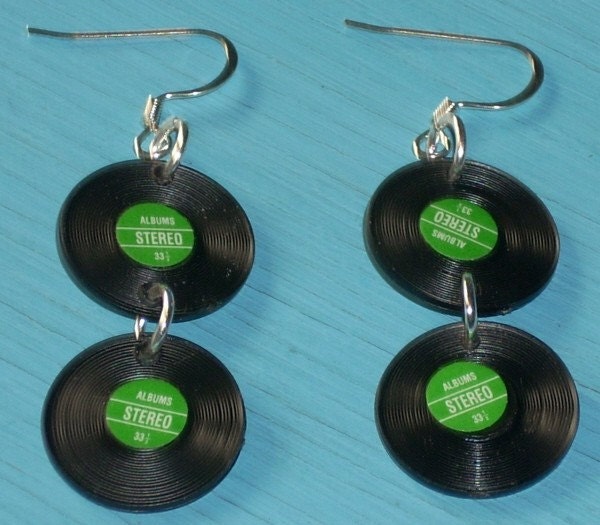 You spin me right round - in Green - Record Earrings