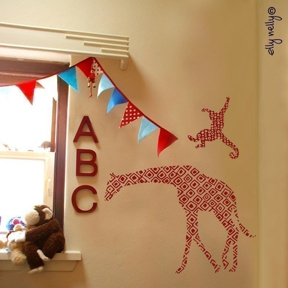 Gerry Giraffe and Mary Monkey Wall Graphic