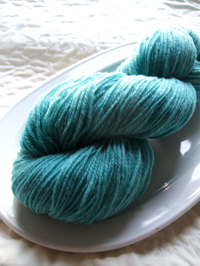 American Fine Wool and Nylon Super Soft Sock Yarn TEAL Kettle Dyed 450 yards