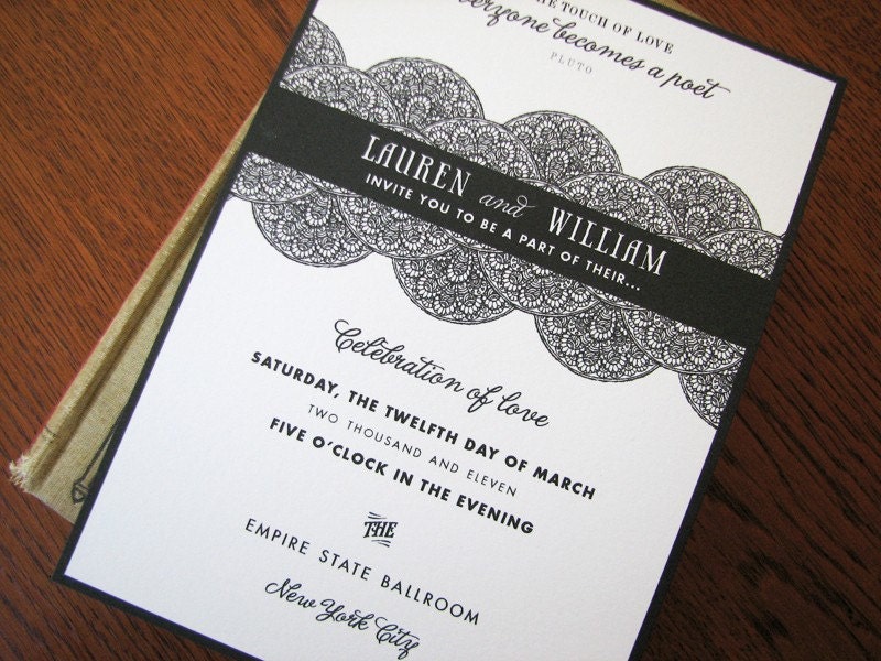 25 Dapper Invitation Ensemble Vintage lace indie wedding invitations