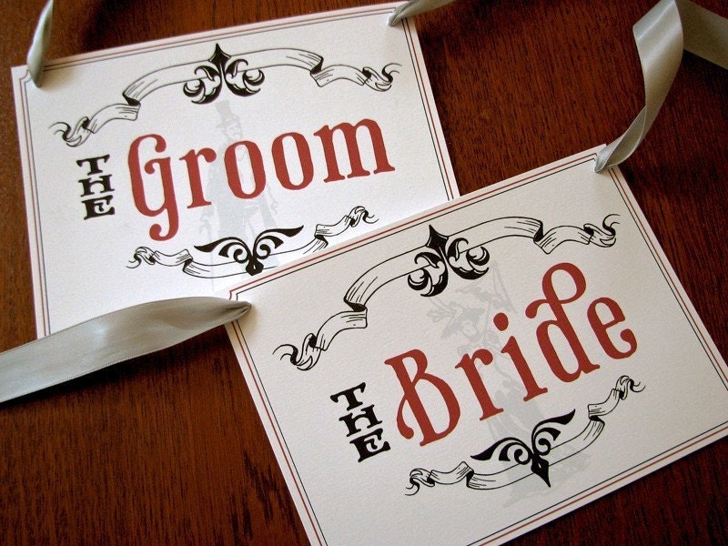Victorian Bride and Groom Seat Signs Perfect for your wedding